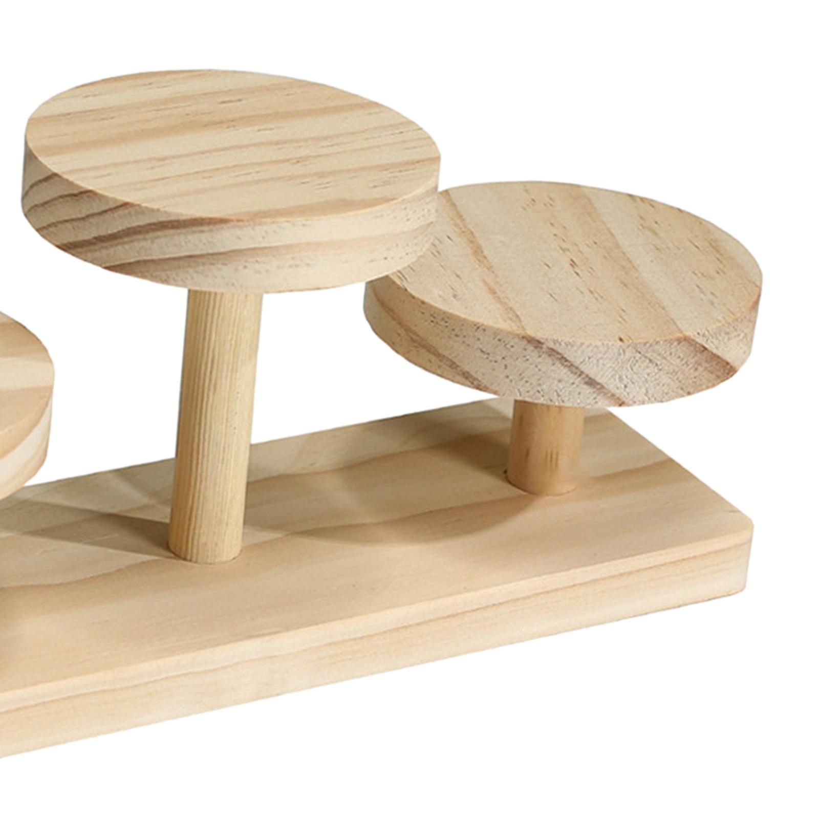 

Round Wooden Display Risers Decorative Display Stand Rack Desktop Solid Wood for Watch Cupcakes Glasses Figurines Home Decor StyleA