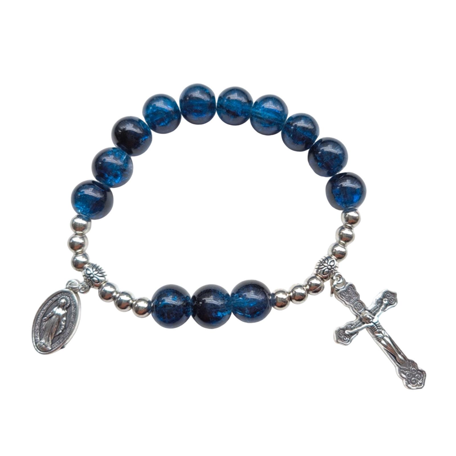 

Элегантные браслеты из хрустальных бусин, браслеты с крестом, эластичные браслеты для девушки, браслеты с подвесками в виде креста для повседневной носки A5