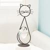 Decorative Ornament, Cat-Shaped Rust-Proof Iron Bracket with Transparent Glass Vase for Hydroponic Plants Desktop Decoration