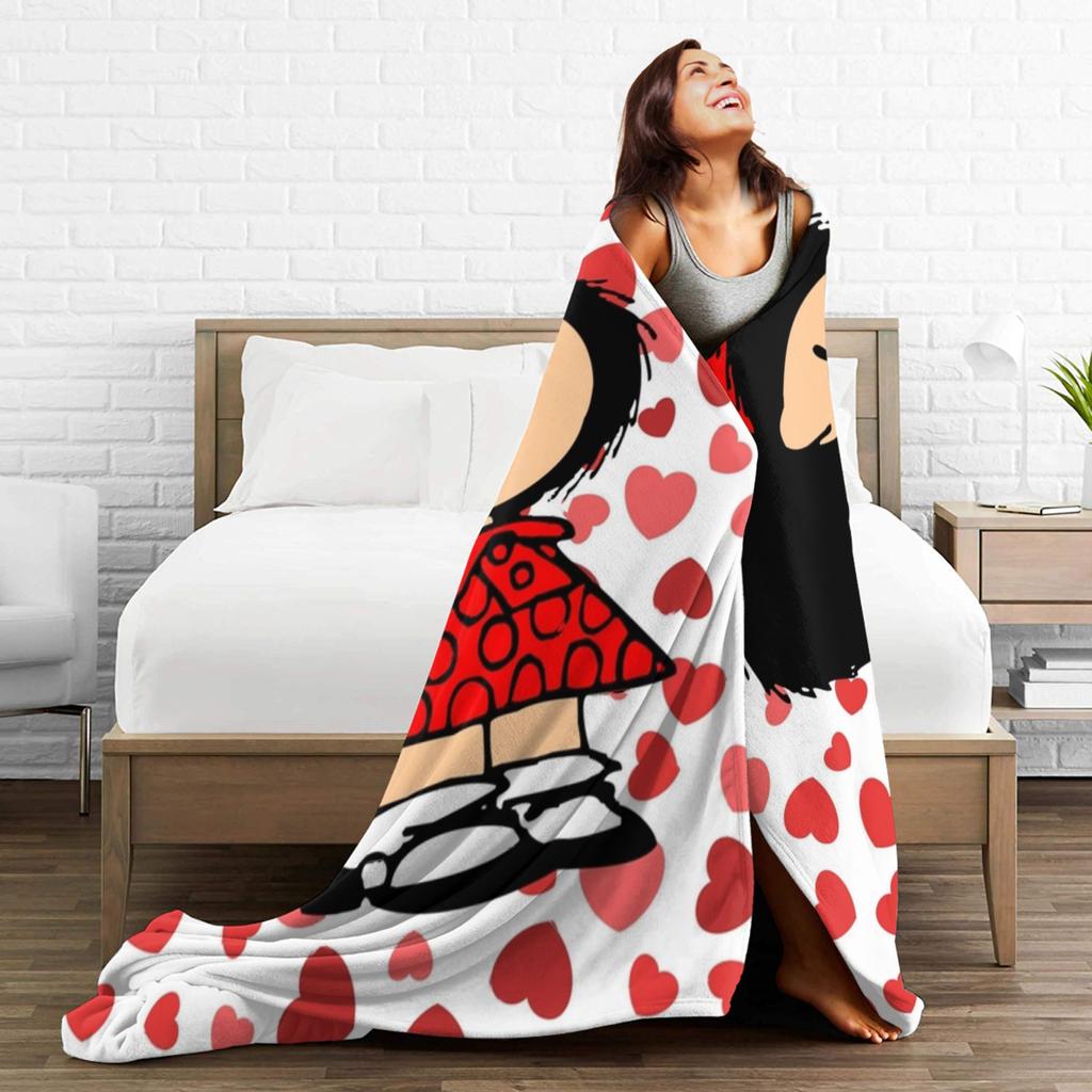 Mafaldas Blanket Coral Fleece Plush Summer Air Conditioning Multi-Function Warm Throw Blankets For Bedding Bedroom Bedspread
