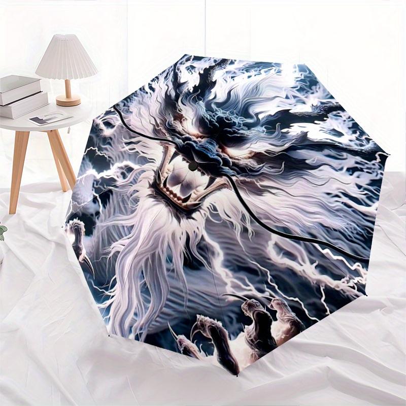 

1pc Electric Storm Dragon Fully Automatic Folding Portable Umbrella, 8 Iron Frames, Three-Fold Design, Suitable for All Seasons, Suitable for Outdoor