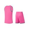 Li Ning Professional Basketball Series Logo Print Striped Round Neck Basketball Vest And Shorts Set Men Sportswear Dujian-Pink AATS003-13