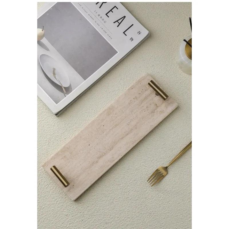 1pcs Nordic Style Storage Tray Vintage Home Decor Plate with Metal Handle Modern Desk Organizer for Living Room Kitchen Bedroom