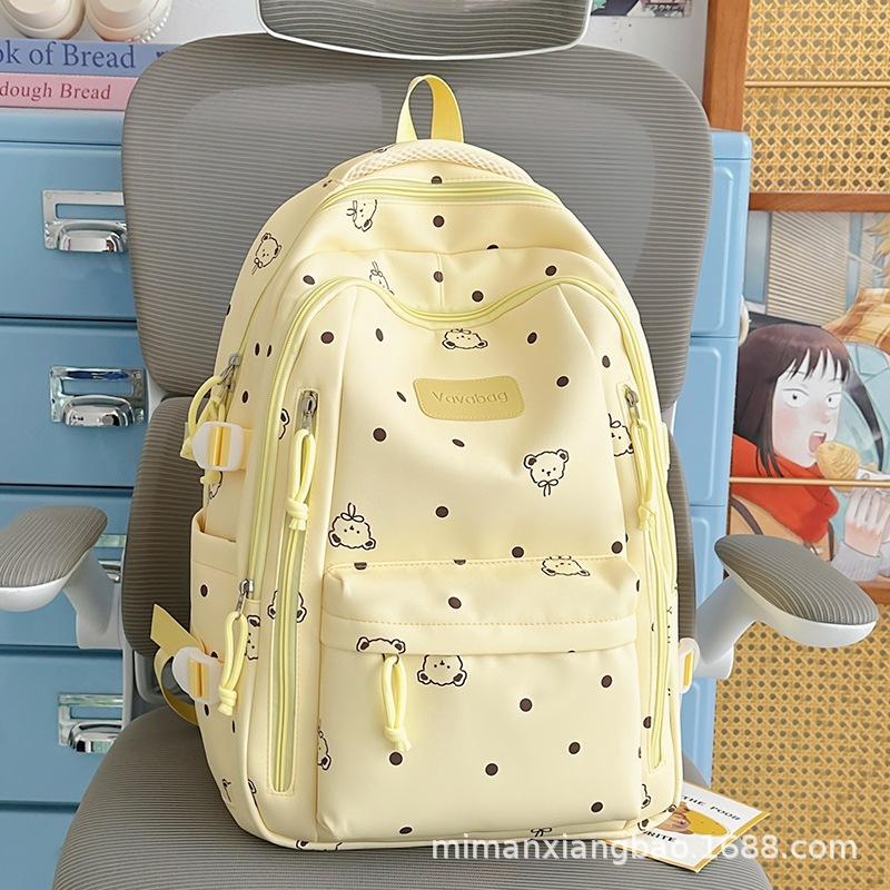 Schoolbag Korean version of small fresh schoolbag Japanese princess versatile cute polka dot men's and women's printed junior high school students