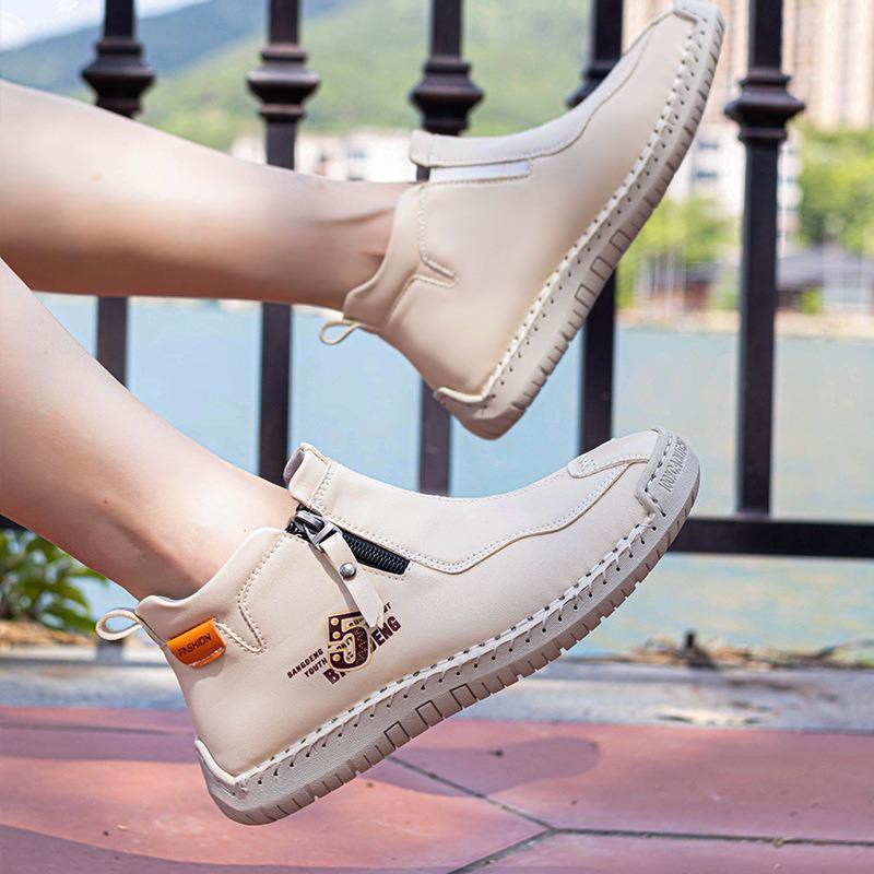 Women's Plus Size Soft Sole Ankle Boots - Spring Hand-Stitched Martin Style Casual Mom Shoes