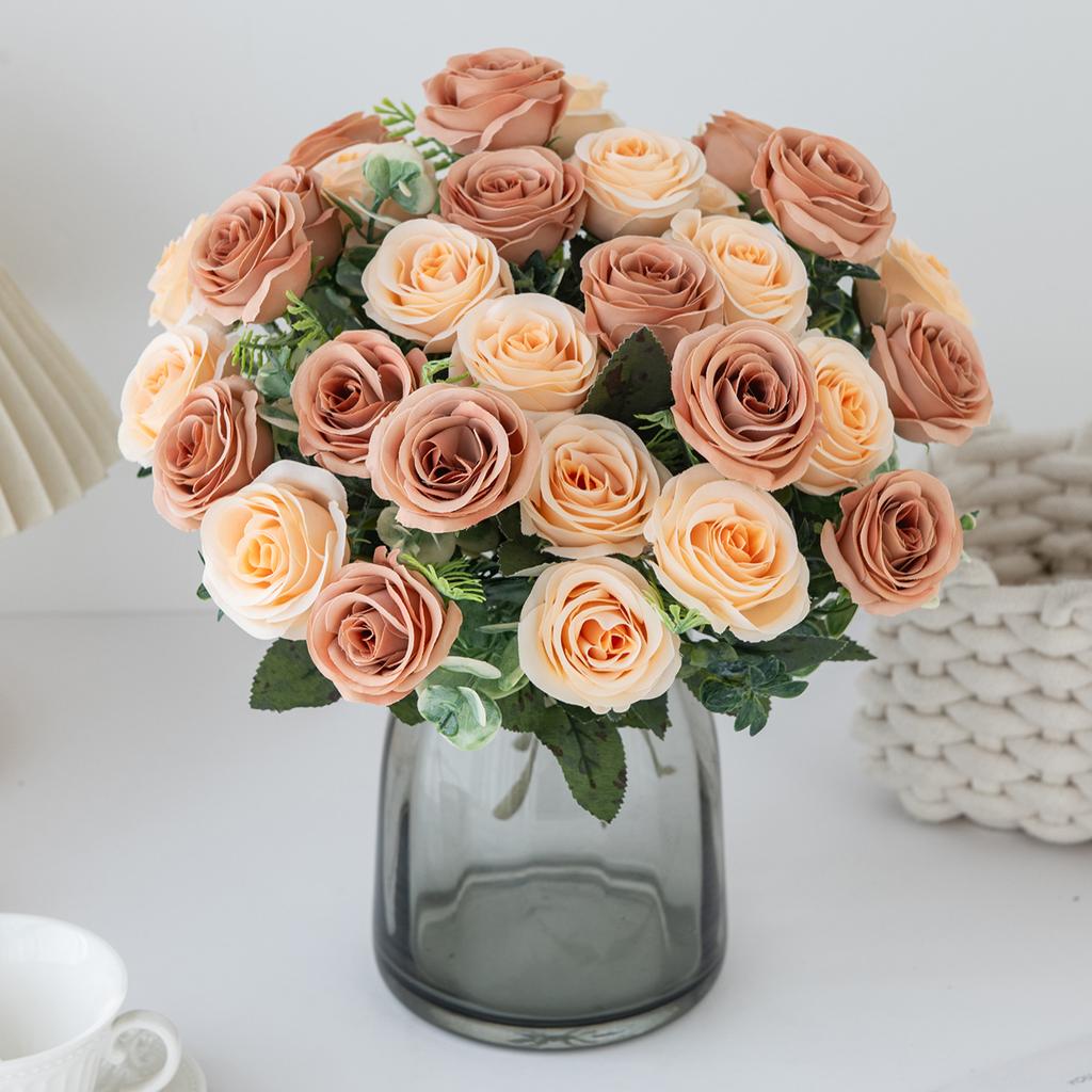 1/3pcs Silk Rose Artificial Flower Wedding Bridal Bouquet Home Room TableValentine's Day Outdoor Garden Diy Gifts Box Yard Decor