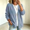 Damen Casual Knopfleiste Gestreifte Print Jacke für den Alltag