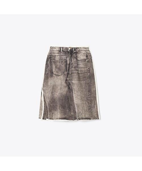 Tolibeochi Overprinted Deconstructed Denim Skirt - Soft Brown - Soft Brown