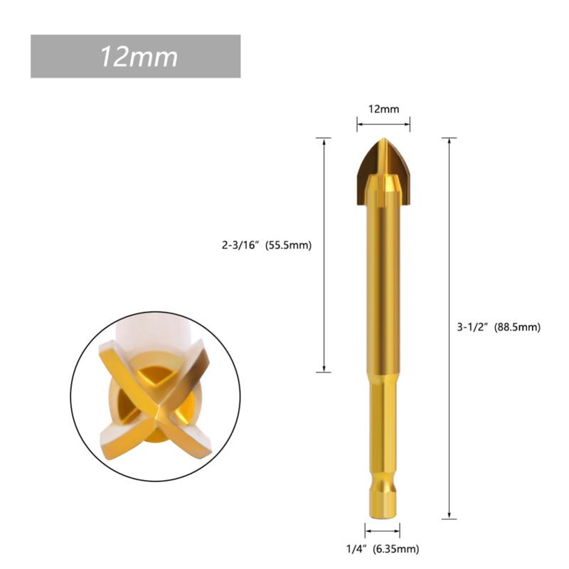 Hexagon Cross Galvanized Drill 3 4 5 6 8 10 12mm Drilling Drill For Ceramic Cement Wall Glass 6.35mm