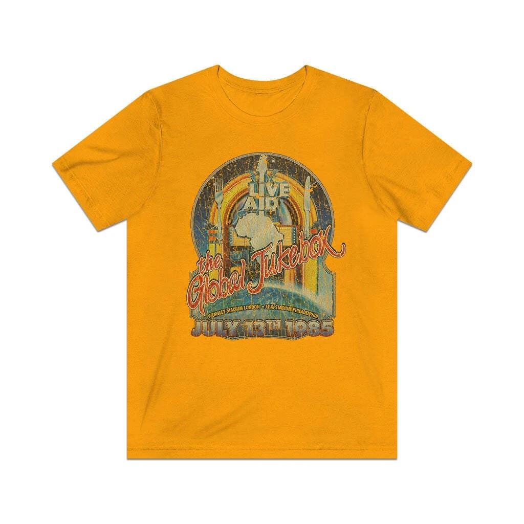 Live Aid Global Jukebox 1985 Vintage Men s T shirt S