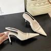 Fashion SUOJIALUN 2025 Spring New Brand Women Sandal Fashion Shallow Slip On Ladies Elegant Slingback Shoes Thin High Heel Dress Pumps