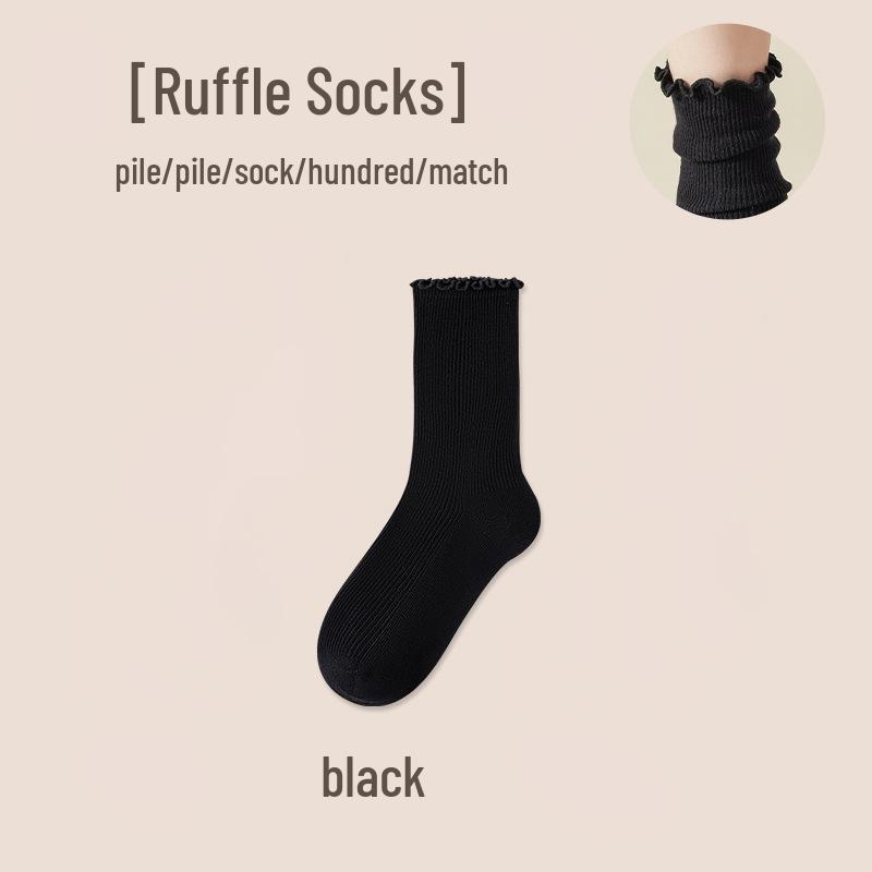 

Черно-белые носки до середины икры с кружевной отделкой для женщин - Идеально подходят для осени и зимы с лоферами или маленькими кожаными туфлями One Size