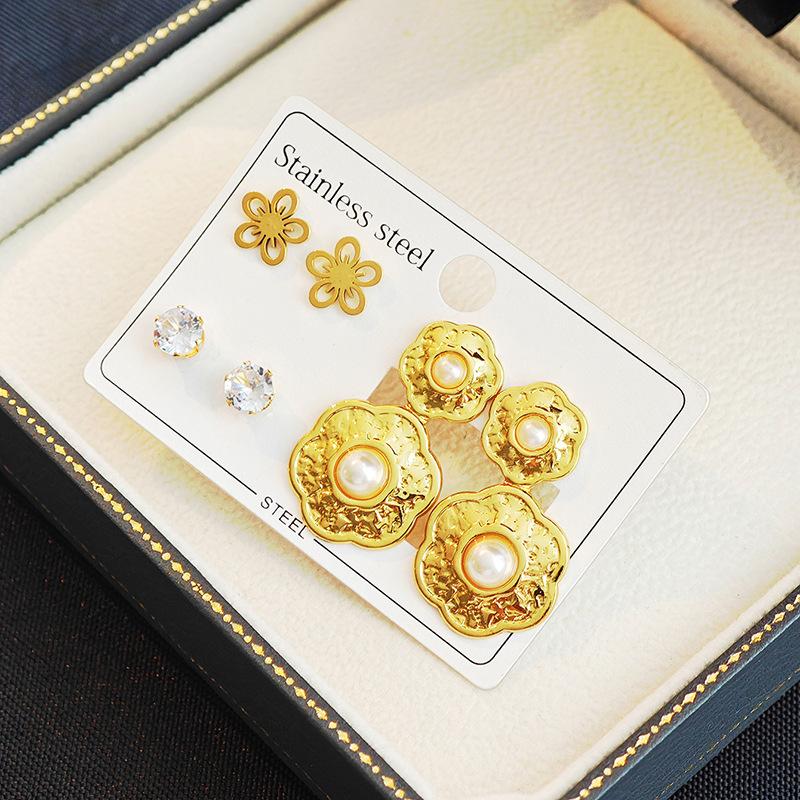 

Женский Богемный Кристалл Цветок Жемчуг Серьги-пусеты Набор 3 пары one size