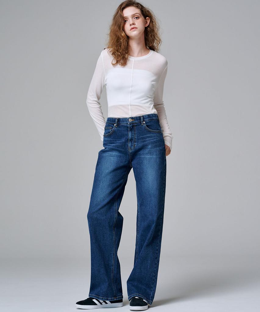 MALOUPE 9114 Mid-Rise Loose Fit Denim (Medium Indigo)