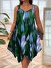 Geometric Pattern Sleeveless Dress With Gradient Colors For Casual Spring Summer Womens Fashion