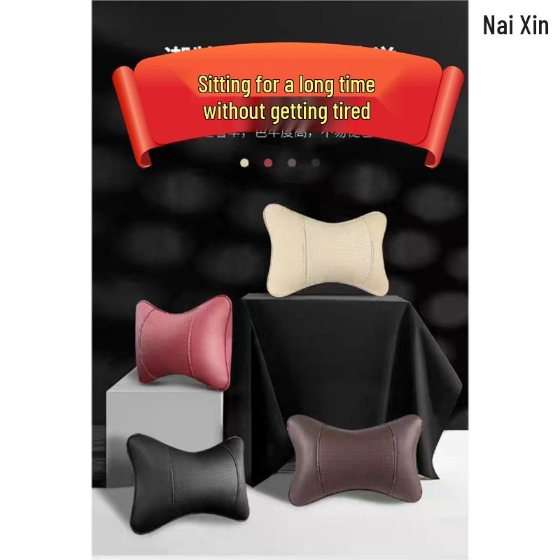 Premium Full Leather Car Headrest and Neck Support Pillow