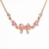 Y2K Pink Zircon Bowknot Love Heart Chain Bracelets For Women Exquisite Shiny Crystal Adjustable Bracelets Birthday Jewelry Gift