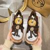 Women's fashion cartoon bear lightweight soft sole winter warm fur one snow boots velvet lined non-slip casual sports cotton boots board shoes