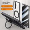 Metal Ring Holder Magsafe Magnetic Phone Case for Samsung Galaxy Z Fold 7 Spring Hinge with Tempered Glass Film Protection Cover