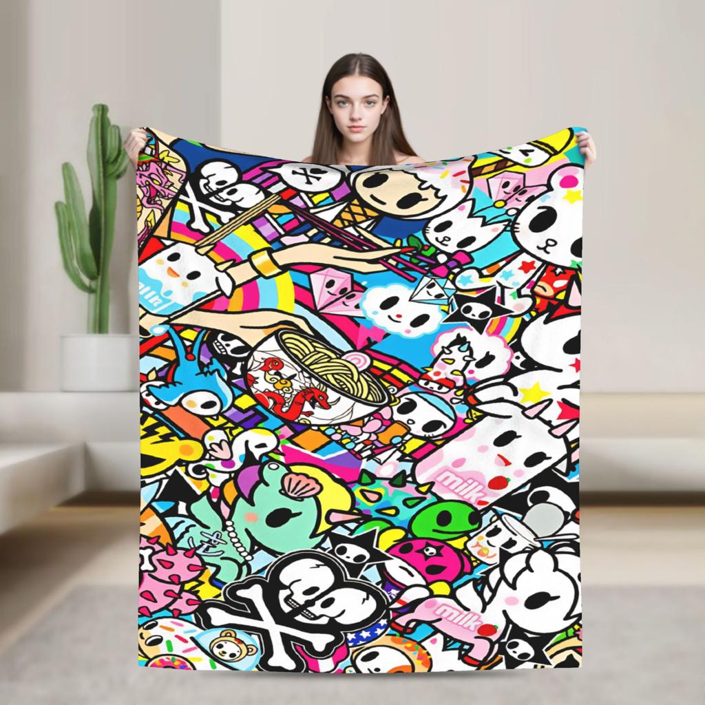 T-Tokidoki-S Warm Soft Blanket Decorative Plush Throw Blanket Street Trend Couch Chair Flannel Bedspread Sofa Bed Cover