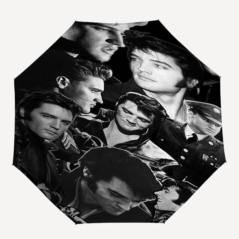 

1 шт. Автоматический складной, ветрозащитный, компактный дорожный зонт Элвис Пресли, Подарок на день рождения, Рождество, Деловому человеку 93084