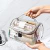 Transparent Waterproof Travel Cosmetic Bag Pvc Portable Large Capacity Makeup Zippered Storage Pouch Toiletry Bag