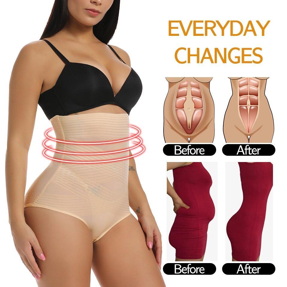 Women Sexy Cross Mesh Underwear High Stretch Body Shaper,Soft Butt Lifter High Waist Panties,Girdle Belly Tummy Control Waist Trainer With 2 Steel