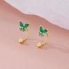 2026 Korean Green Zircon Butterfly Cuff Earrings for Women Trendy Earring Piercing Jewelry for Women Gifts