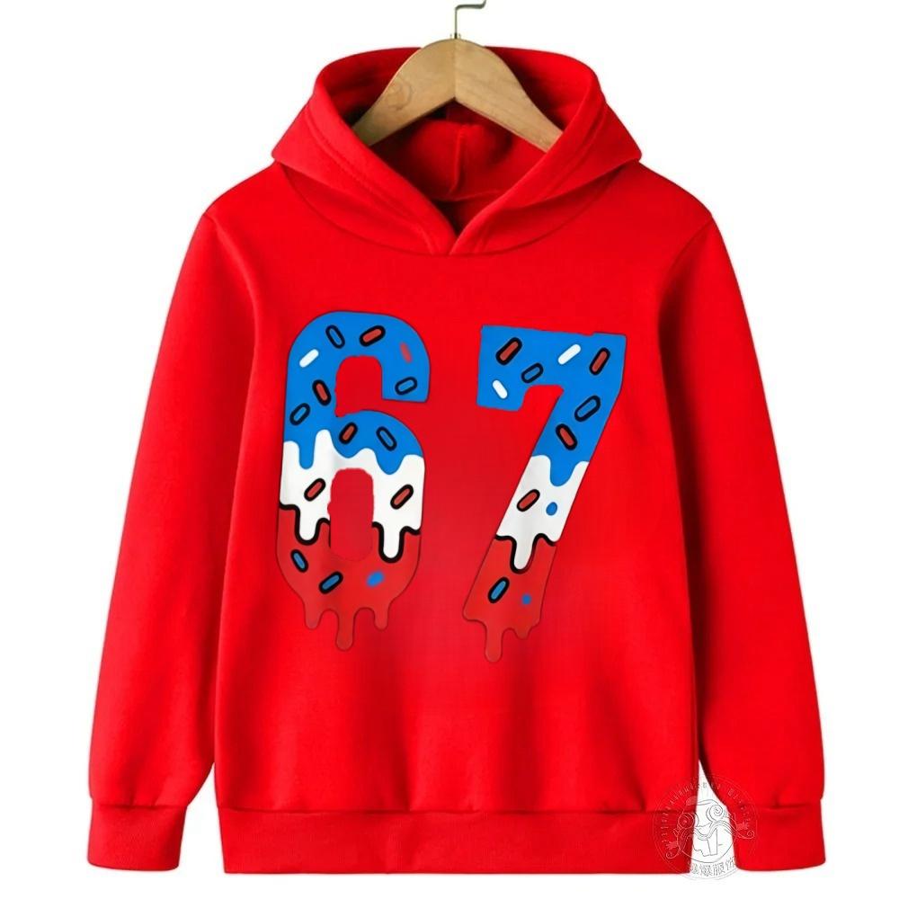 Spring Autumn 67 Children's Hoodie Kids Casual Boys Girl Pullover Fashionable and Funny Comfortable Sweatshirt Hoodies Coat