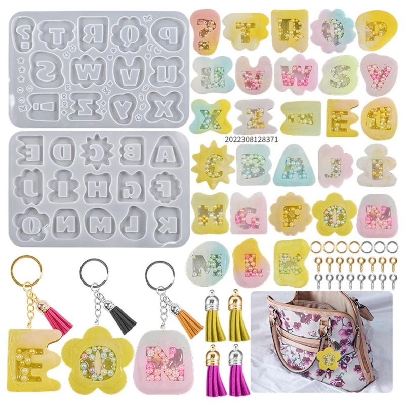 Letter Resin Shaker Mold DIY Quicksand Casting Epoxy Silicone Mold Resin Epoxy Jewelry Molds for Pendant Decors Crafts