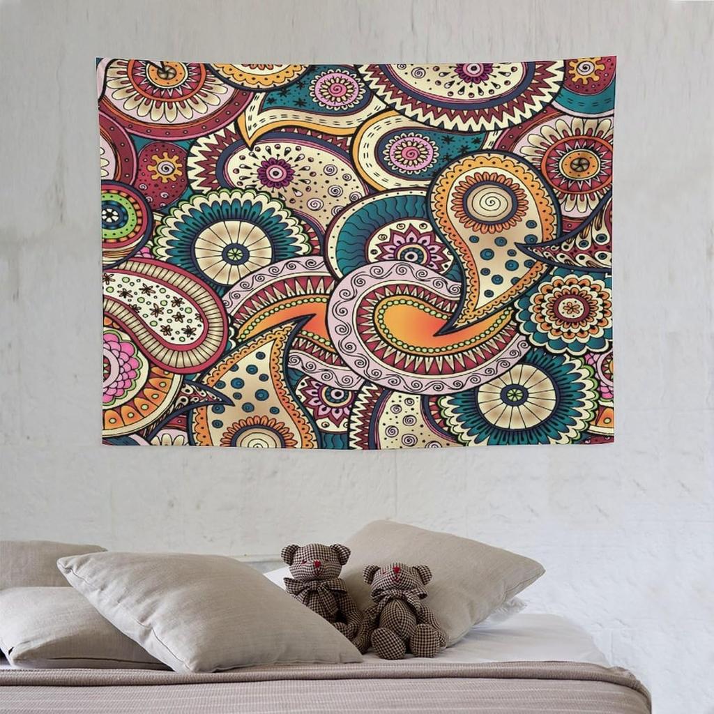 Vintage Bohemian Tapestry Wall Hanging Colorful Mandala Indian Pattern Tapestries Home Decor for Living Room Bedroom Apartment