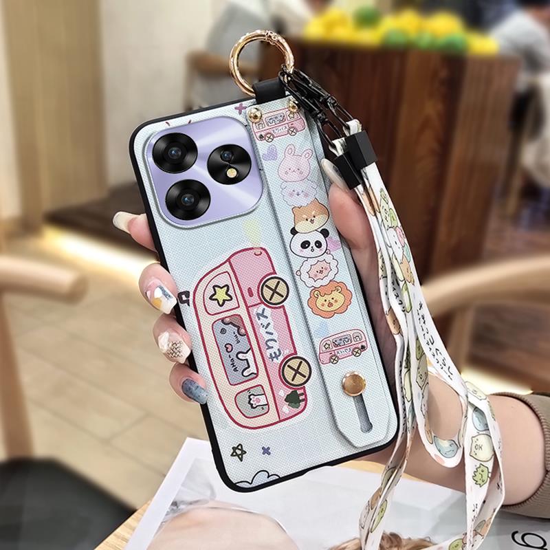 Shockproof Protective Phone Case For UMIDIGI A15/A15C Wristband Cartoon Kickstand Waterproof Durable Soft case Ring Cute