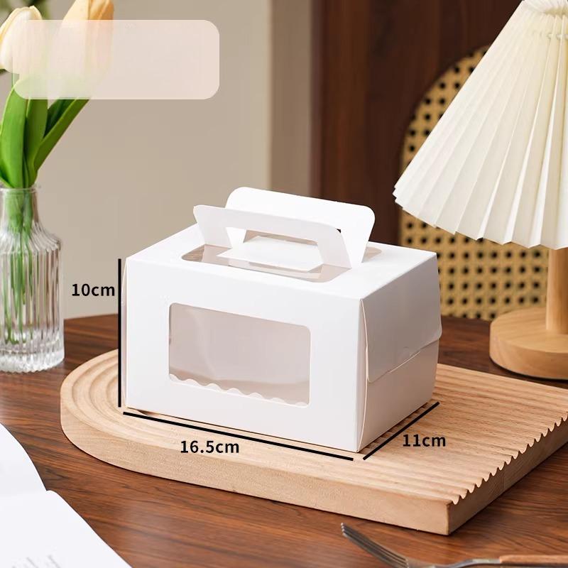 30 Sets Mousse Towel Roll Clear Window Packaging Boxes Color Cake Roll Packaging Portable Cases Long Swiss Roll Cardboard Box with White Tray