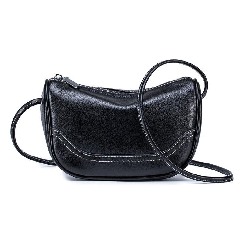 

New niche design bag women s retro shoulder armpit bag versatile messenger dumpling bag leather lightweight shell bag чёрный