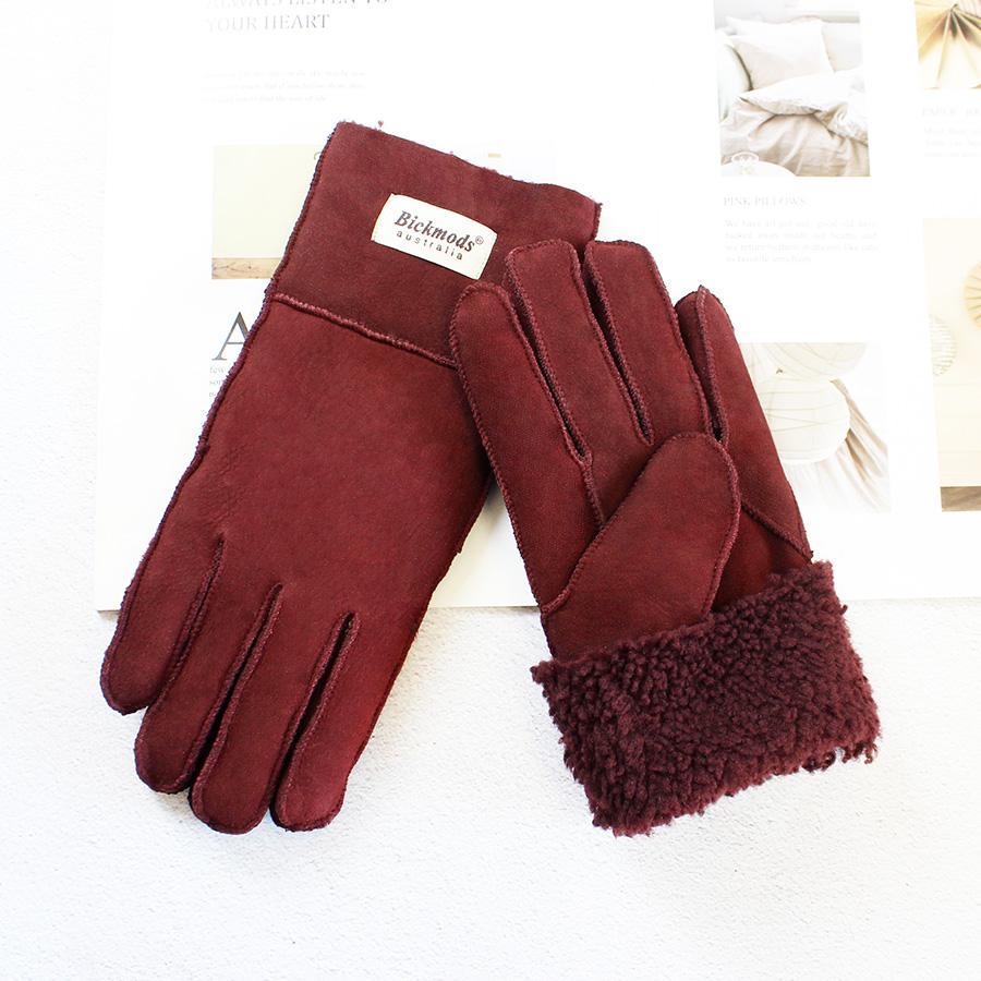 2020Sheepskin Fur Gloves Women Thickened Winter Warmth Outdoor Windproof Motorcycle Riding Color Leather Finger Gloves