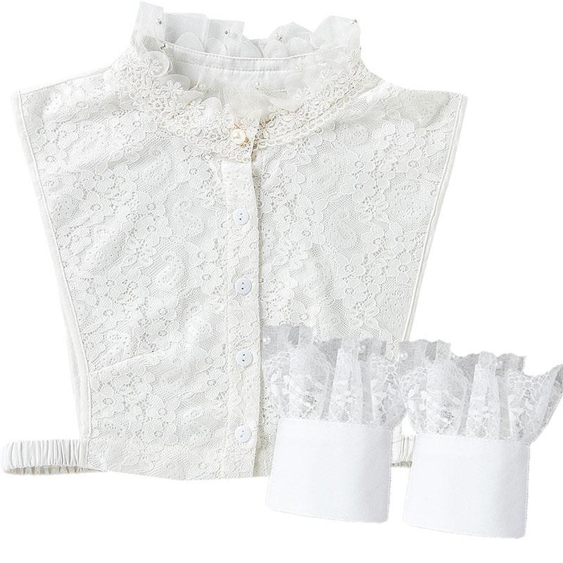 Men's Shirts Fake Collar Fake Cuff Sets Removable Half Shirt Fake Collar+Sleeved Formal Wear Shirt Detachable Collar Set