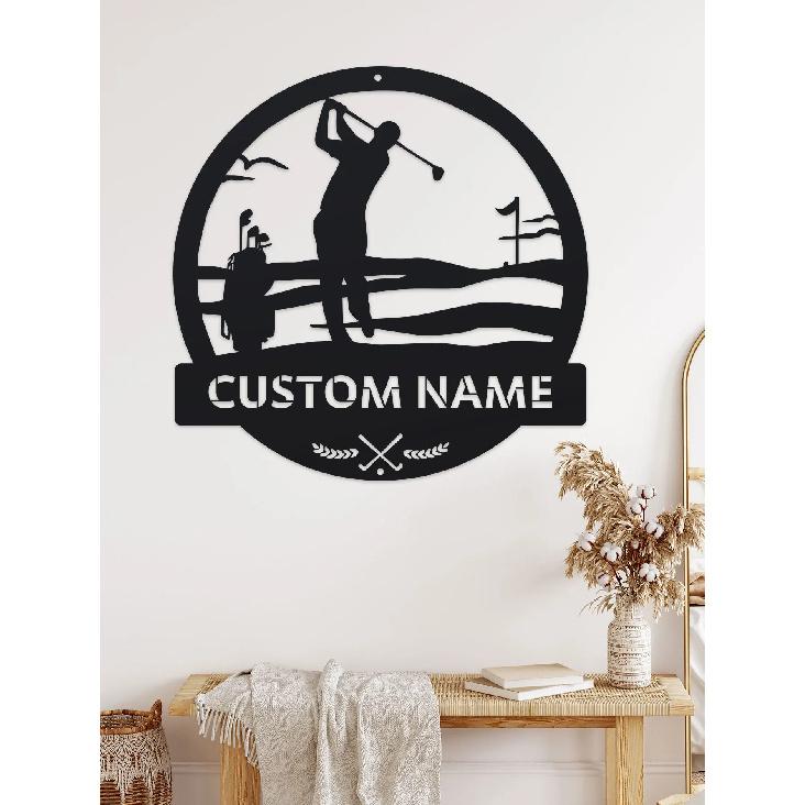 1pc Unique Personalized Customizable Metal Golf Wall Art - Rustic Farmhouse Decor for Porches, Patios, Gifts - Customizable with