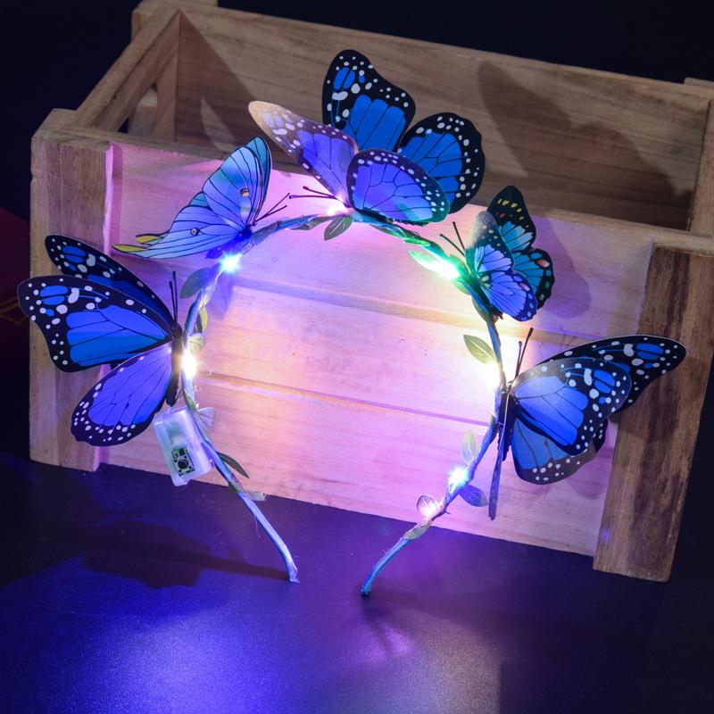 Glowing Butterfly Luminous Hairbands Light Up Flash Headband Women Girls LED Neon Birthday Bridesmaids Wedding Party Supplies