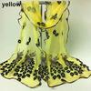 Women Fashion Peacock Flower Embroidered Lace Scarf Long Soft Wrap Shawl Stole
