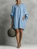 Dames Vintage Effen Kleur Temperament Lange Mouw Off-Shoulder Midi Jurk Casual Linnen Katoen Jurk