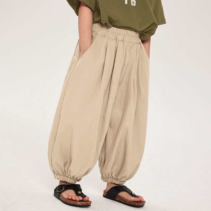 Boys Summer Thin Solid Anti Mosquito Cropped Harem Pants For Kids 90cm