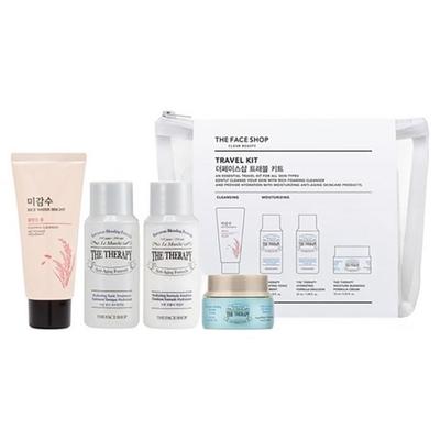 Kit da Viaggio – Schiuma Detergente, Trattamento, Emulsione, Crema e Pochette, Coreano