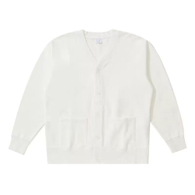 

V-neck Loose Knit Cardigan for Couples - Unisex Outerwear for Spring & Autumn M білий