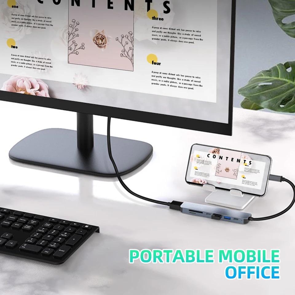 Type C Docking Station USB C Hub To 4K 30Hz HDMI Compatible USB 3.0 Splitter Adapter PD 100W Charge for Macbook Pro Laptop PC Accessories