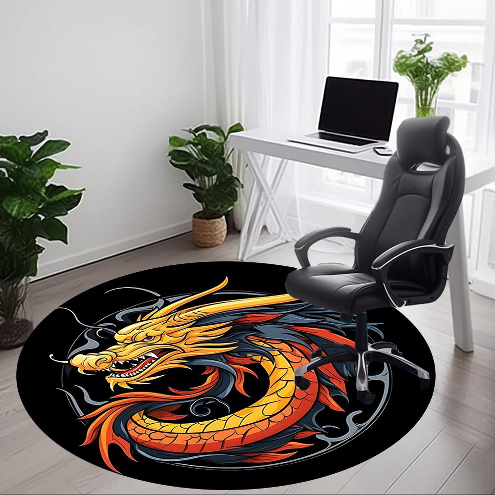 1pc Dragon YinYang Office Round Area Rug, Under Office Chairs Bedroom Living Room Home Decor, Room Deco, Available in Various Sizes