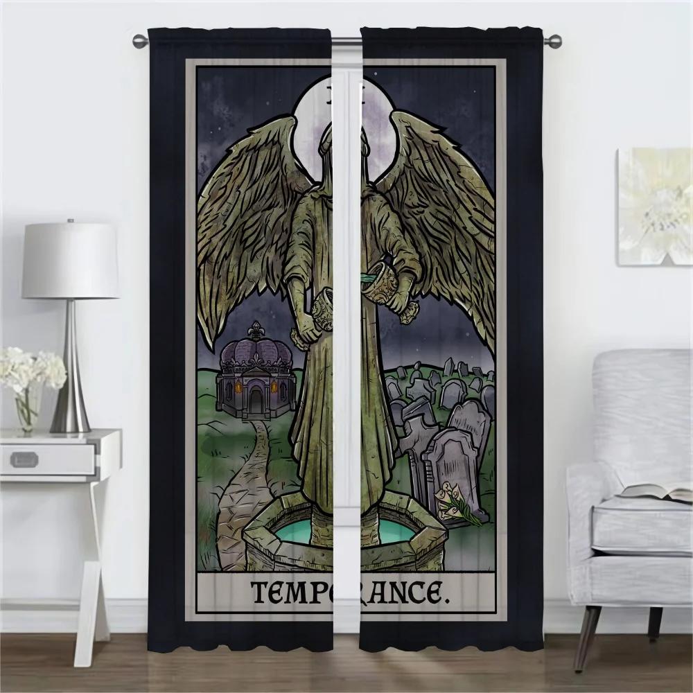 Window Curtain Room Panel Terror Tarot Shades Curtains Child Tulle Bedroom Halloween Decoration Partition Living Polyester Perfect For Master