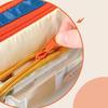 Cream Pencil Bag Pen Case Hitting Color Blocked Staged Type Transparent Front Pocket Storage Pouch for Stationery