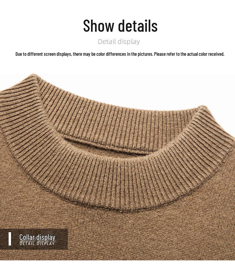 2025 Men's Pure Wool Round Neck Knit Sweater - Casual Long Sleeve Autumn/Winter Collection