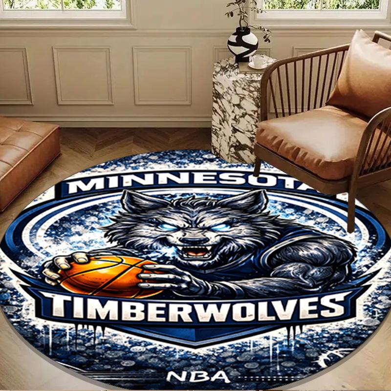 Timberwolves Logo Round mat, Anti-slip Circle Carpet Chair rug For livingroom,Bedroom, doormat home decor Gift Christmas Gifts