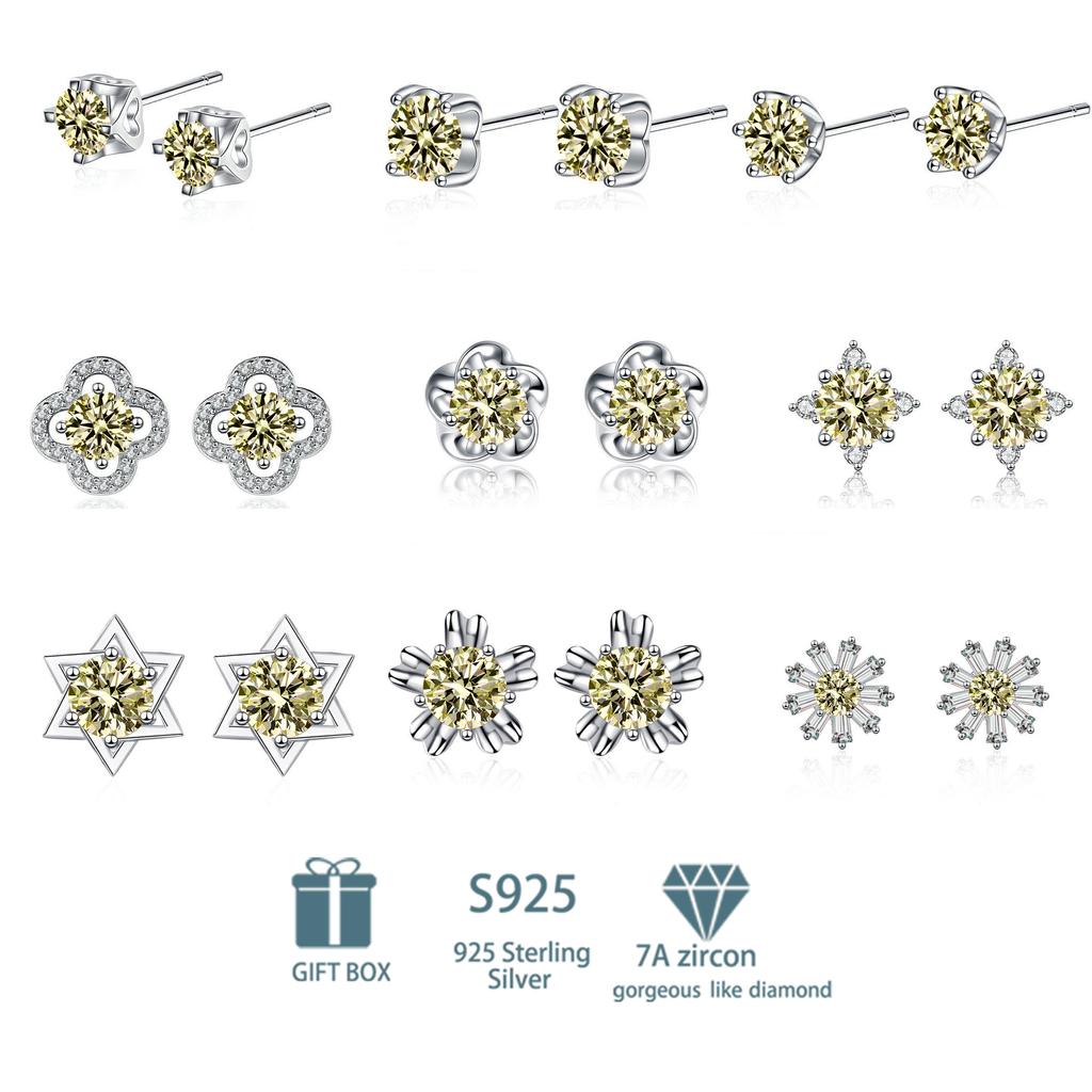 Tancise Klassische 925 Sterling Silber Rosa Gelb 7A Zirkon Ohrringe Tropfenohrringe für Frauen Hochzeit Party Geschenke